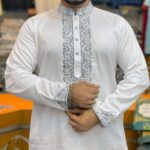 সাদা নীল কালার পাঞ্জাবী। কোডঃ ০৫